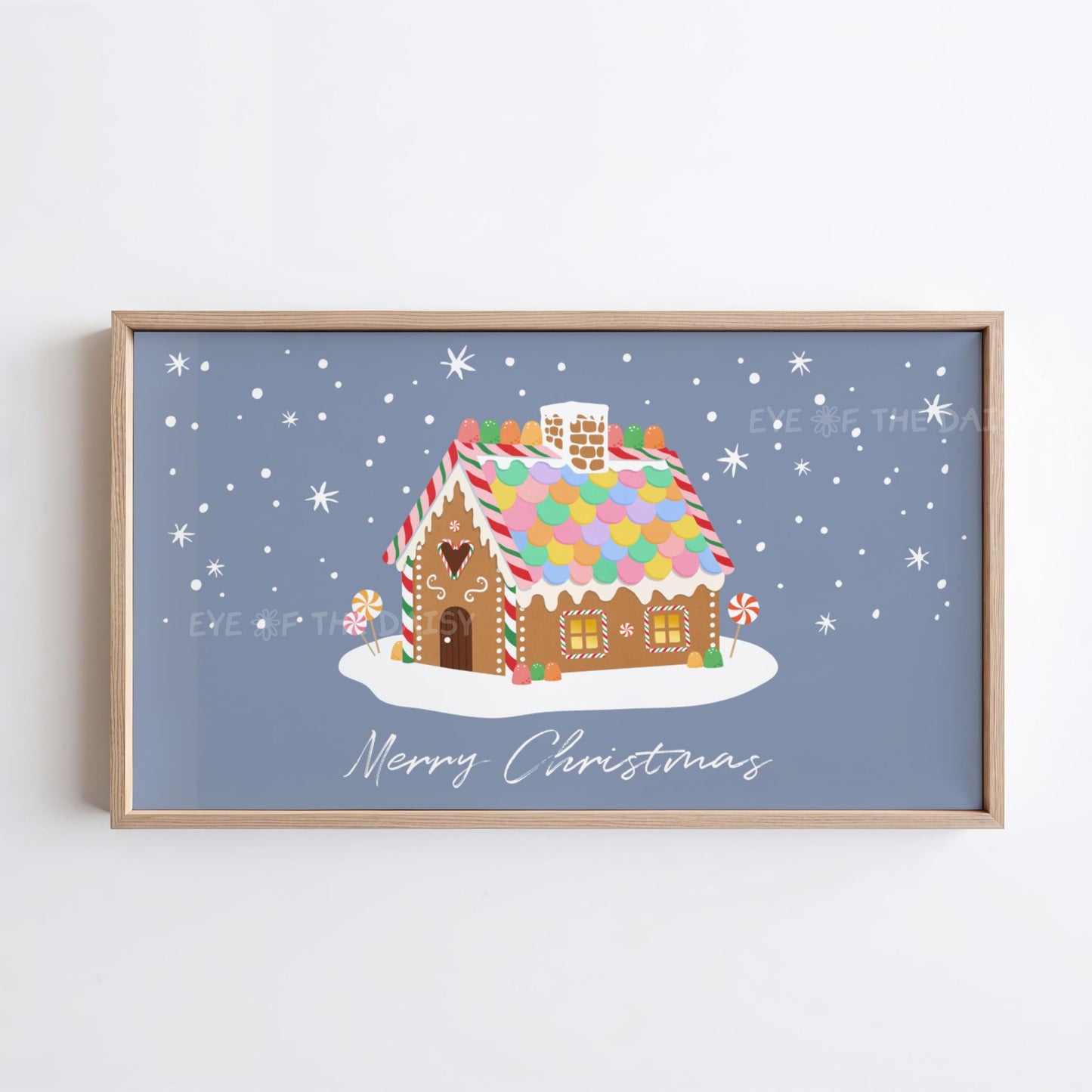 Merry Christmas Phrase 4K TV Art | Holiday Gingerbread House Art for TV Screen 4K