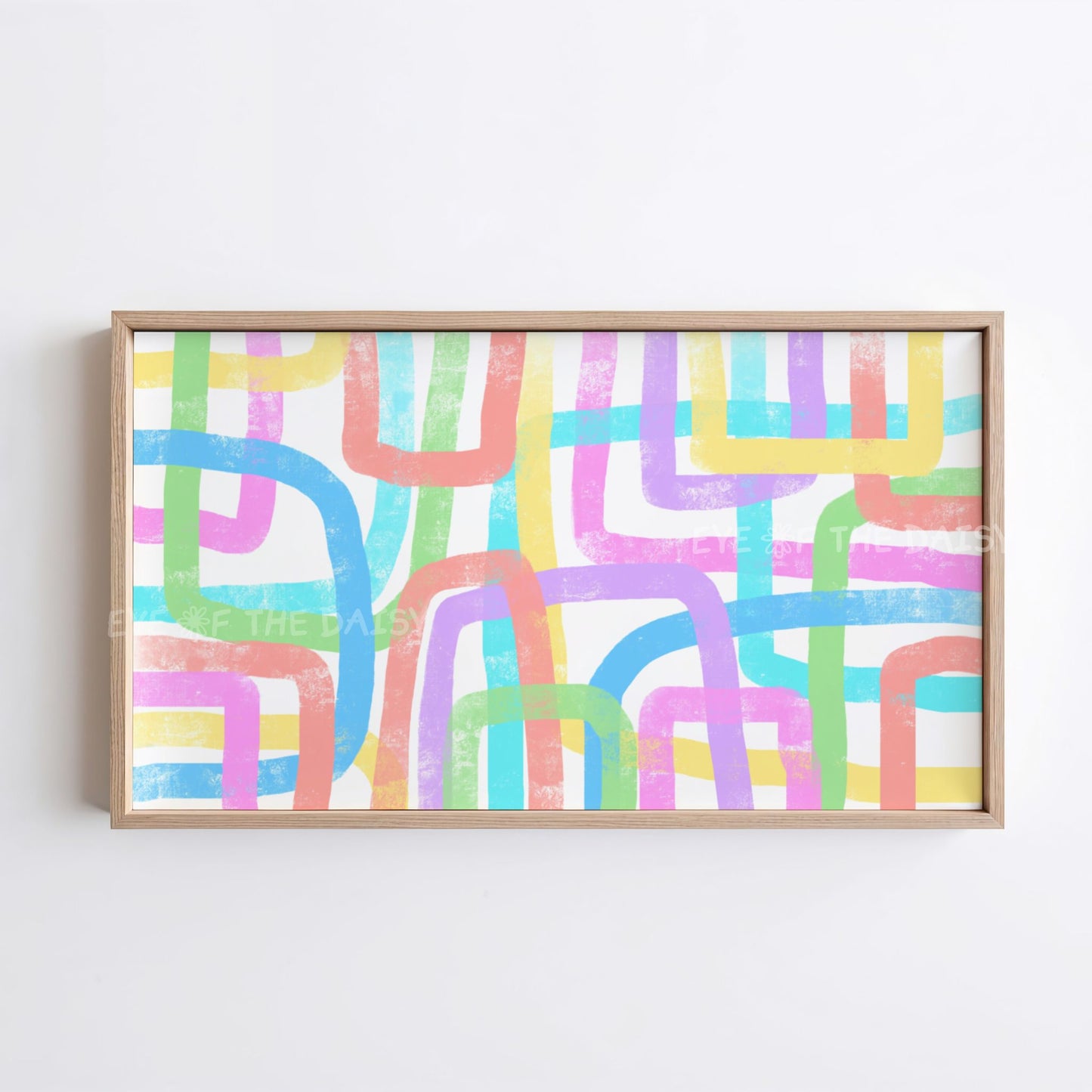 Pastel contemporary 4K TV art, abstract line TV art digital download for colourful modern interiors
