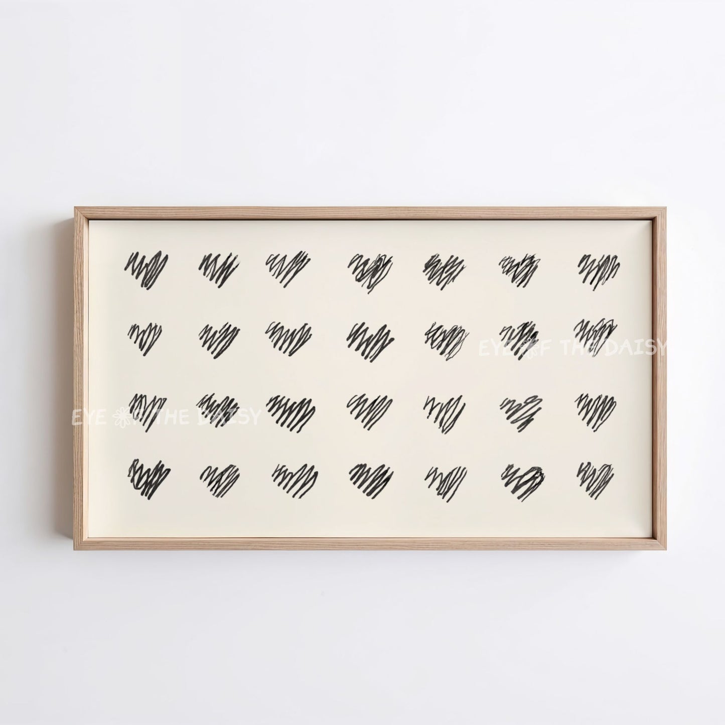 Black Beige Minimal Hearts Sketch 4K TV Art | Modern Valentine's Day TV Art 4K