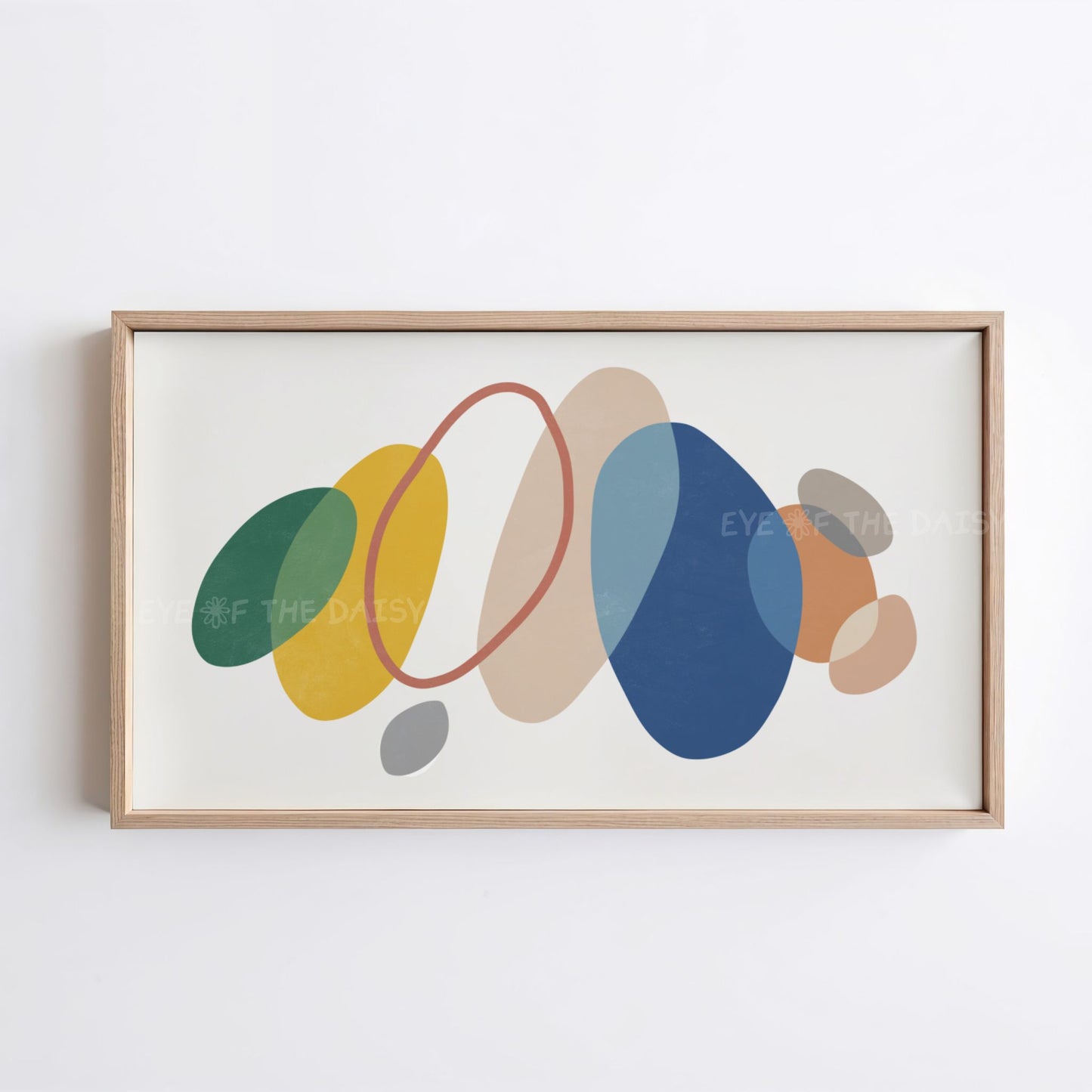 Blue Mustard Yellow Green Abstract 4K TV Art | Minimal Organic Shapes Art for TV Screen