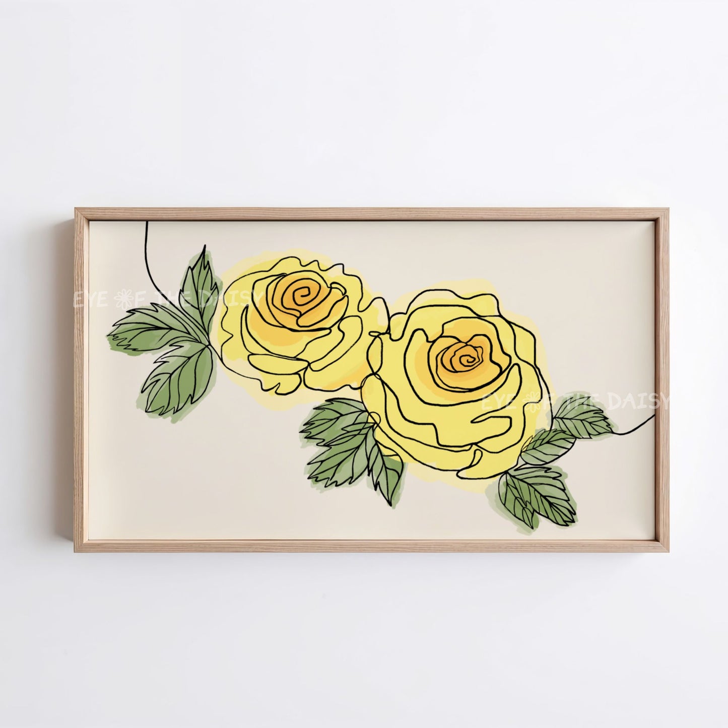 Yellow Roses Botanical Drawing 4K TV Art | Minimal Yellow Flowers Sketch TV Art 4K