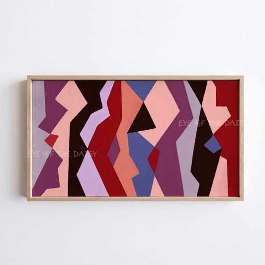 Maroon Purple Peach TV Art 4K | Mid Century Modern Geometric Artwork for TV Screen 4K