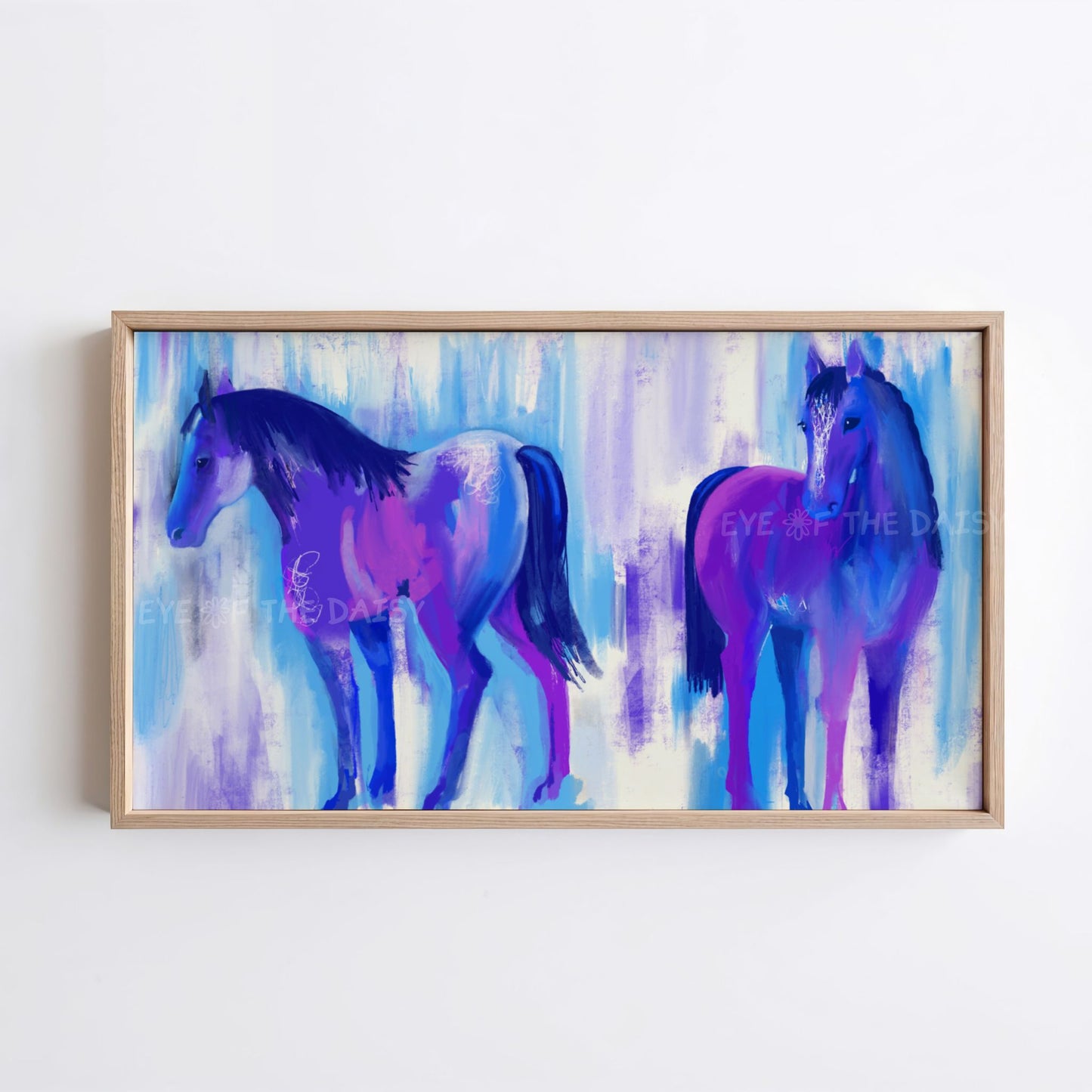 Blue Purple Abstract Horses 4K TV Art | Vibrant Contemporary TV Art 4K Digital Painting