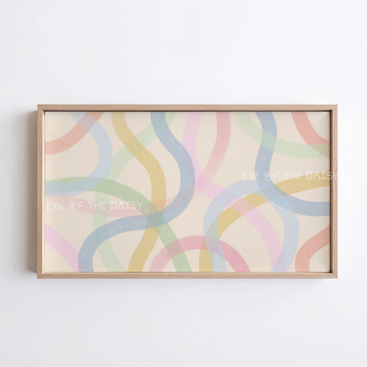 Minimal Colourful Wiggly Lines 4K TV Art | Pastel Contemporary 4K Art for TV Screen