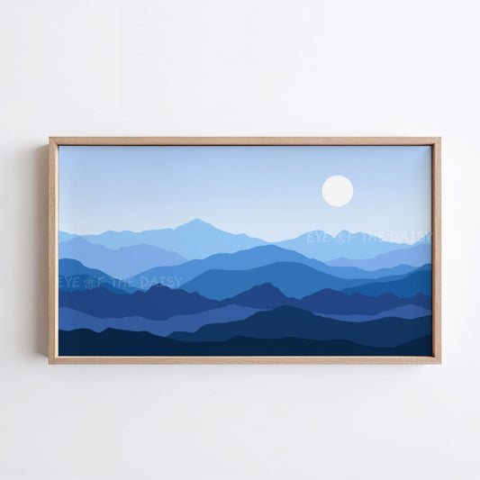 Blue Abstract Mountains 4K TV Art | Minimal Landscape Art for TV Screen