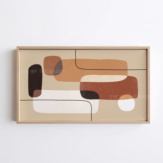 Tan Beige Geometric Abstract 4K TV Art | Earth Tone Mid Century Modern Art for TV Screen