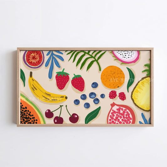 Colourful Tropical Fruit 4K TV Art | Boho Botanical 4K Art for TV Screen