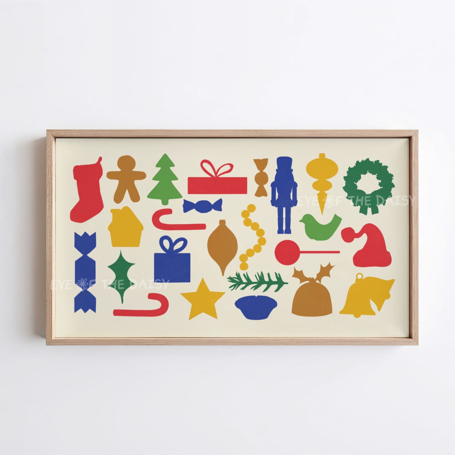 Abstract Christmas Shapes 4K TV Art | Colourful Christmas Cut-Outs Art for TV Screen