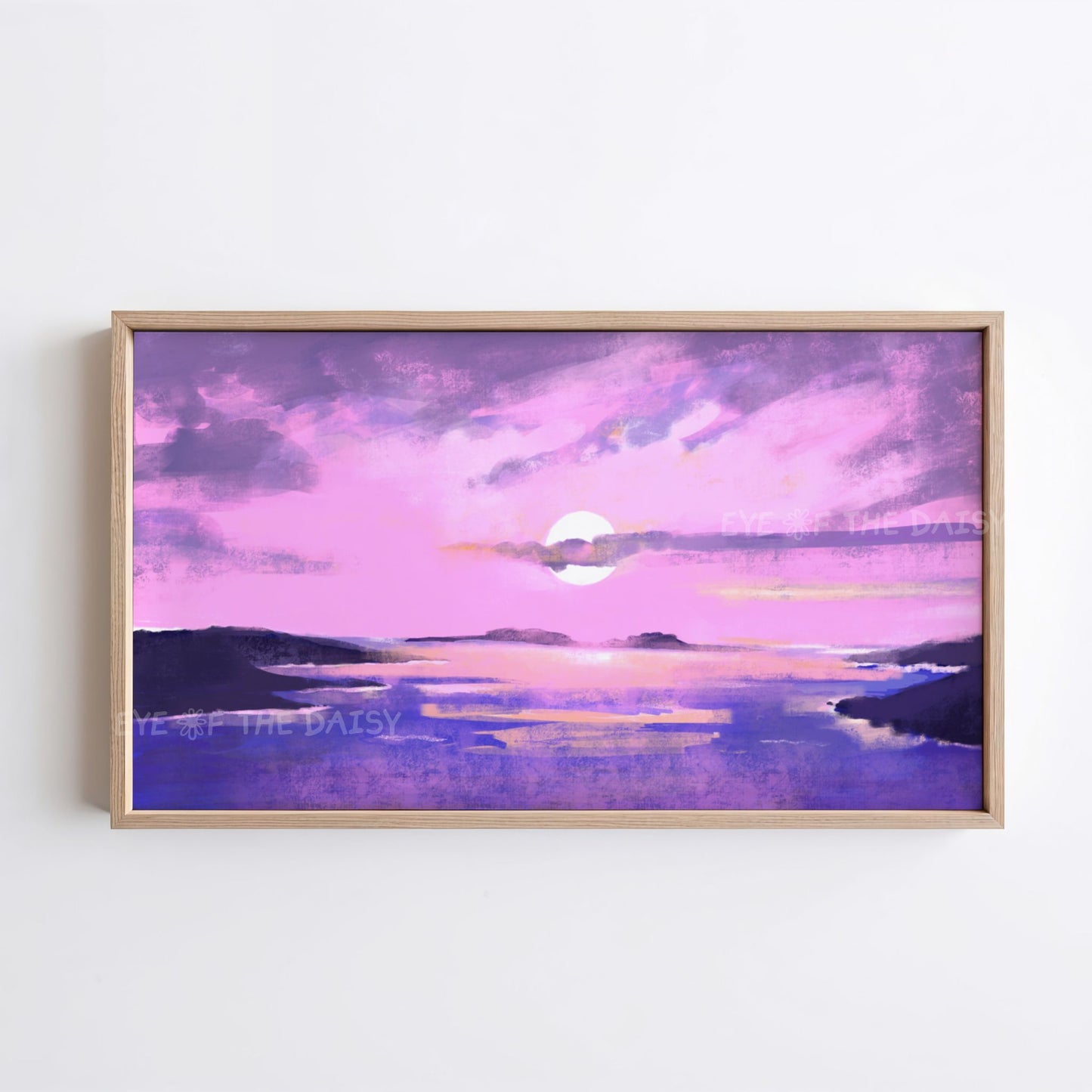 Pink Purple Abstract Landscape 4K TV Art | Coastal Seascape Digital Painting TV Art