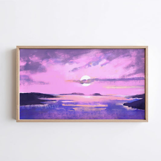 Pink Purple Abstract Landscape 4K TV Art | Coastal Seascape Digital Painting TV Art