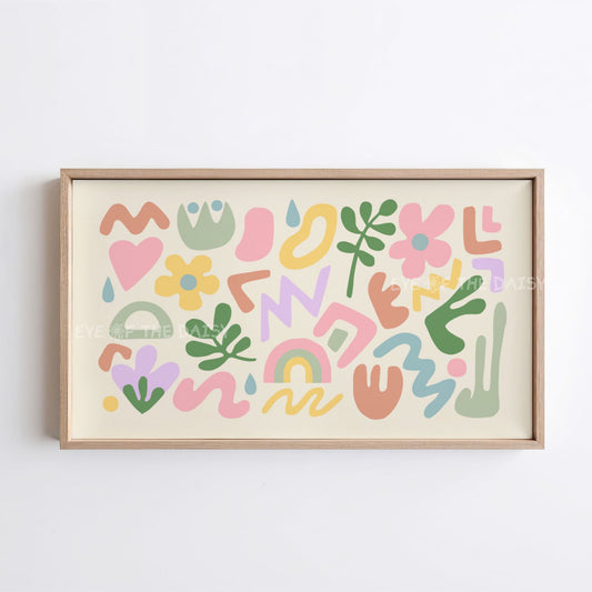 Pastel Colourful Abstract Cut-Out Shapes 4K TV Art | Contemporary Modern TV Art 4K