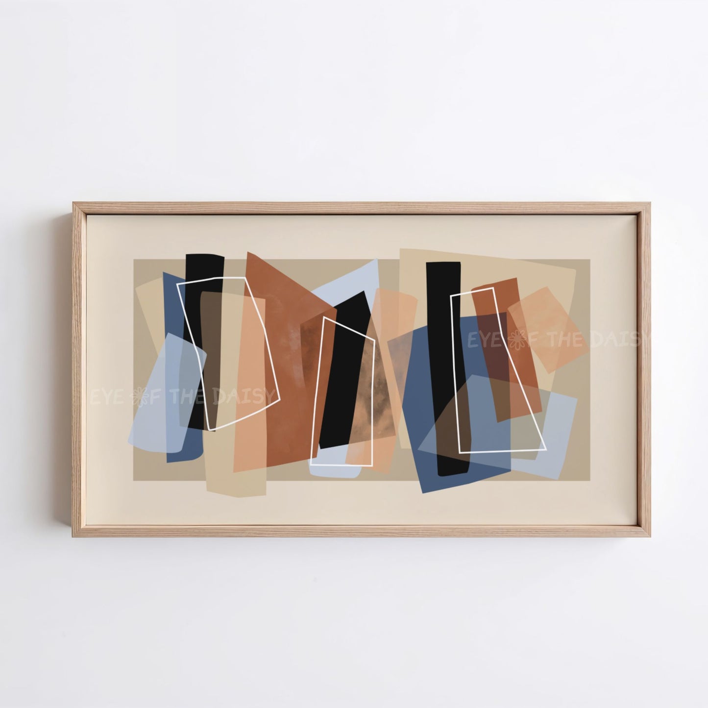 Brown & Blue Modern Abstract 4K TV Art | Neutral Contemporary Art for TV Screen