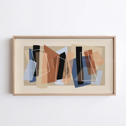 Brown & Blue Modern Abstract 4K TV Art | Neutral Contemporary Art for TV Screen