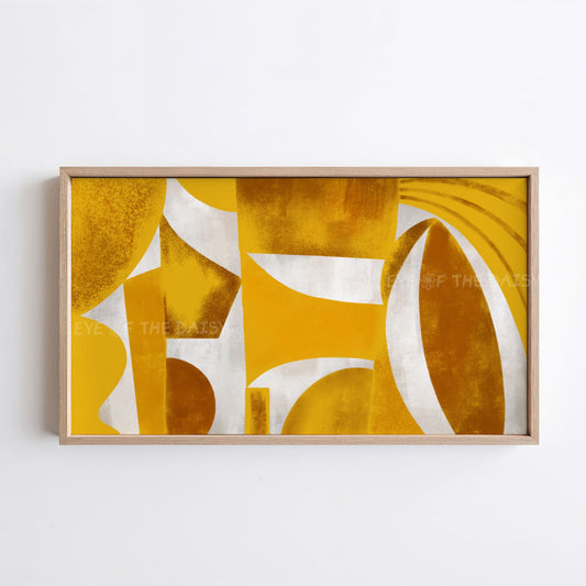 Gold Mustard Yellow Abstract 4K TV Art | Contemporary Geometric Art for TV Screen 4K
