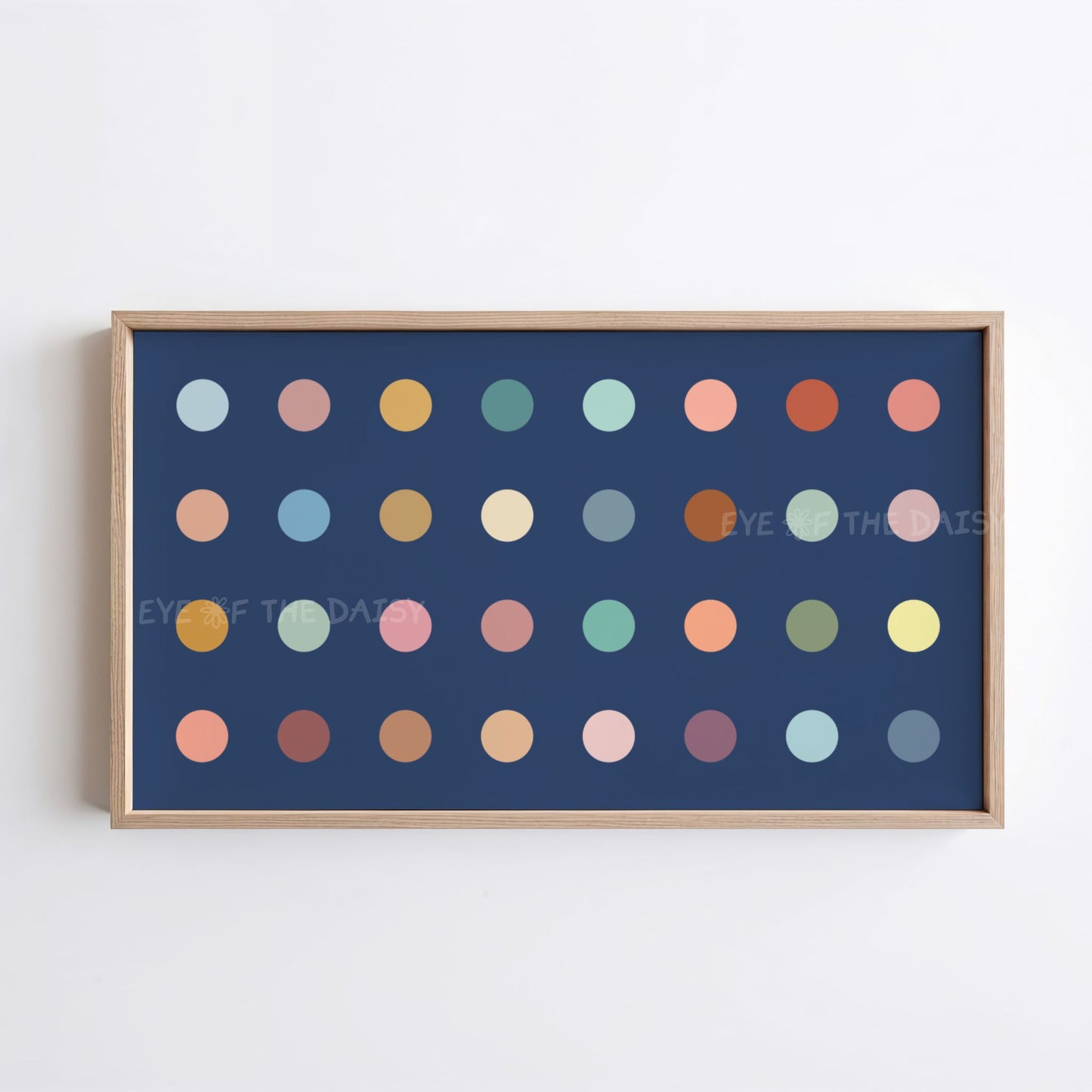 Navy Blue & Pastel Polkadot 4K TV Art | Minimal Colourful Art for TV Screen 4K