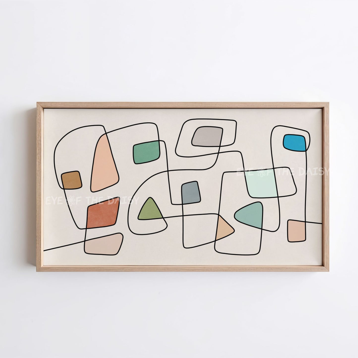 Mid Century Modern Abstract Line 4K TV Art | Terracotta Mint Green Minimal 4K TV Art