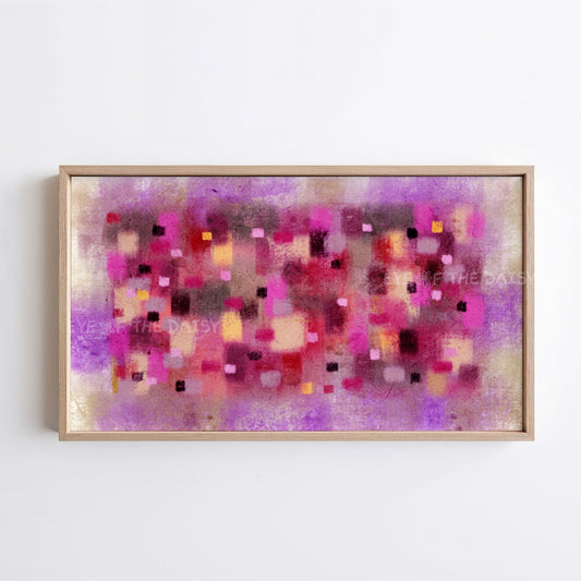 4K TV art Autumn digital download, hand drawn purple burgundy mustard abstract brushstrokes