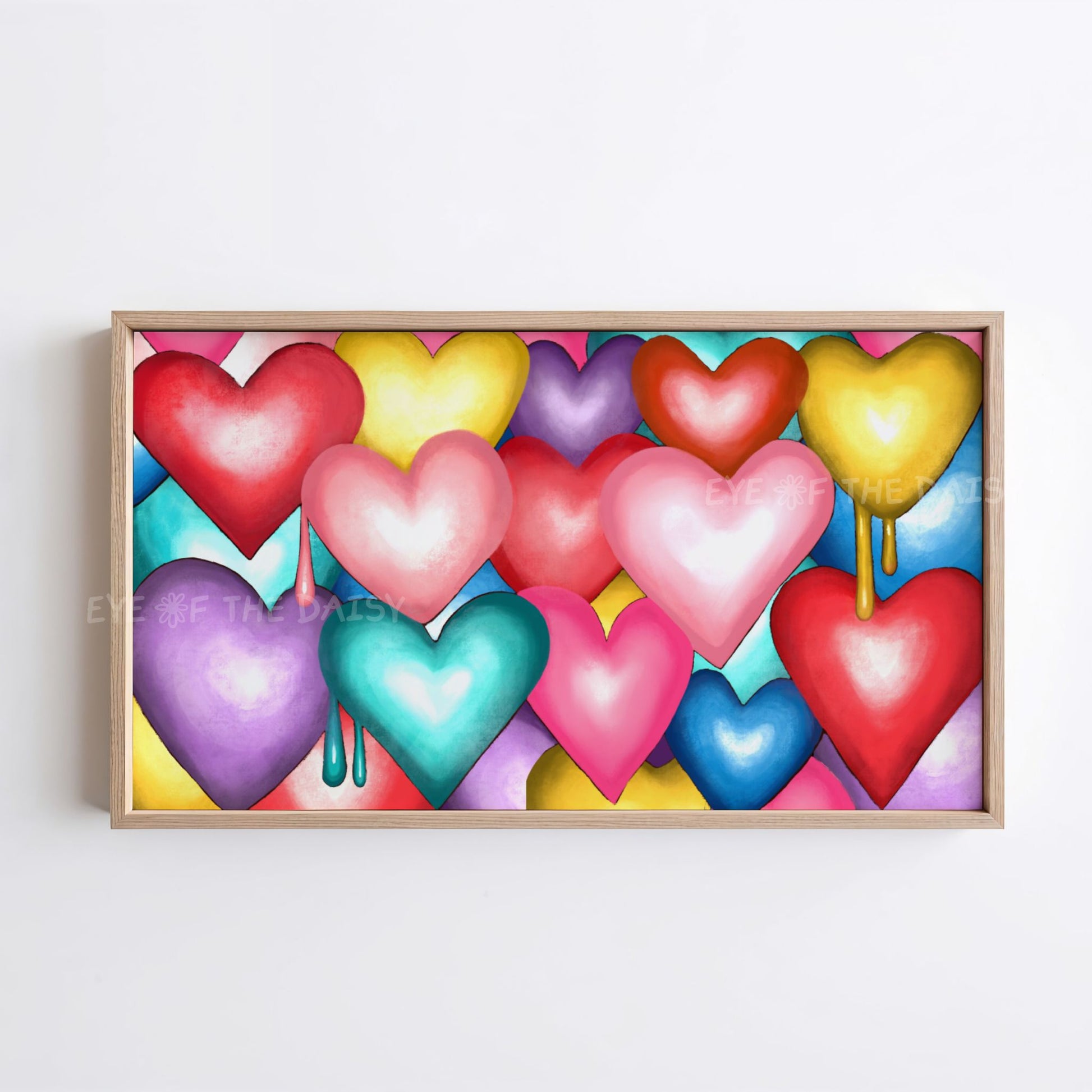 Colourful contemporary hearts 4K resolution TV artwork screensaver digital download