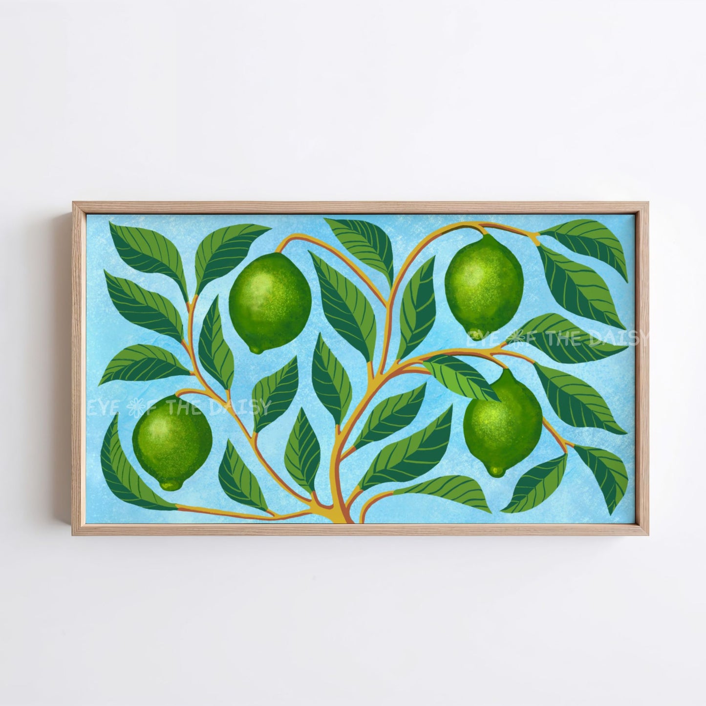 Citrus fruit 4K TV art, abstract botanical lime tree digital download for boho contemporary living room decor