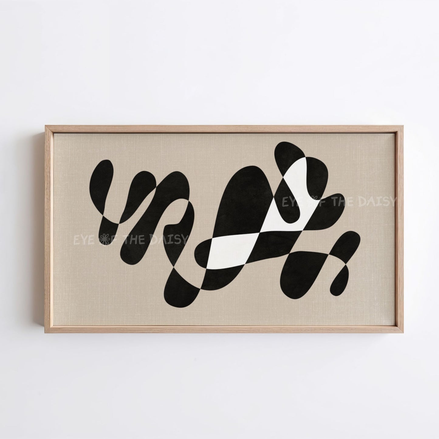 Black Beige Contemporary Abstract 4K TV Art | Modern Organic Shape Art for TV Screen