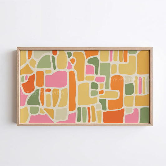 Olive Green Pink Orange Mustard Abstract 4K TV Art | Contemporary Organic TV Art 4K