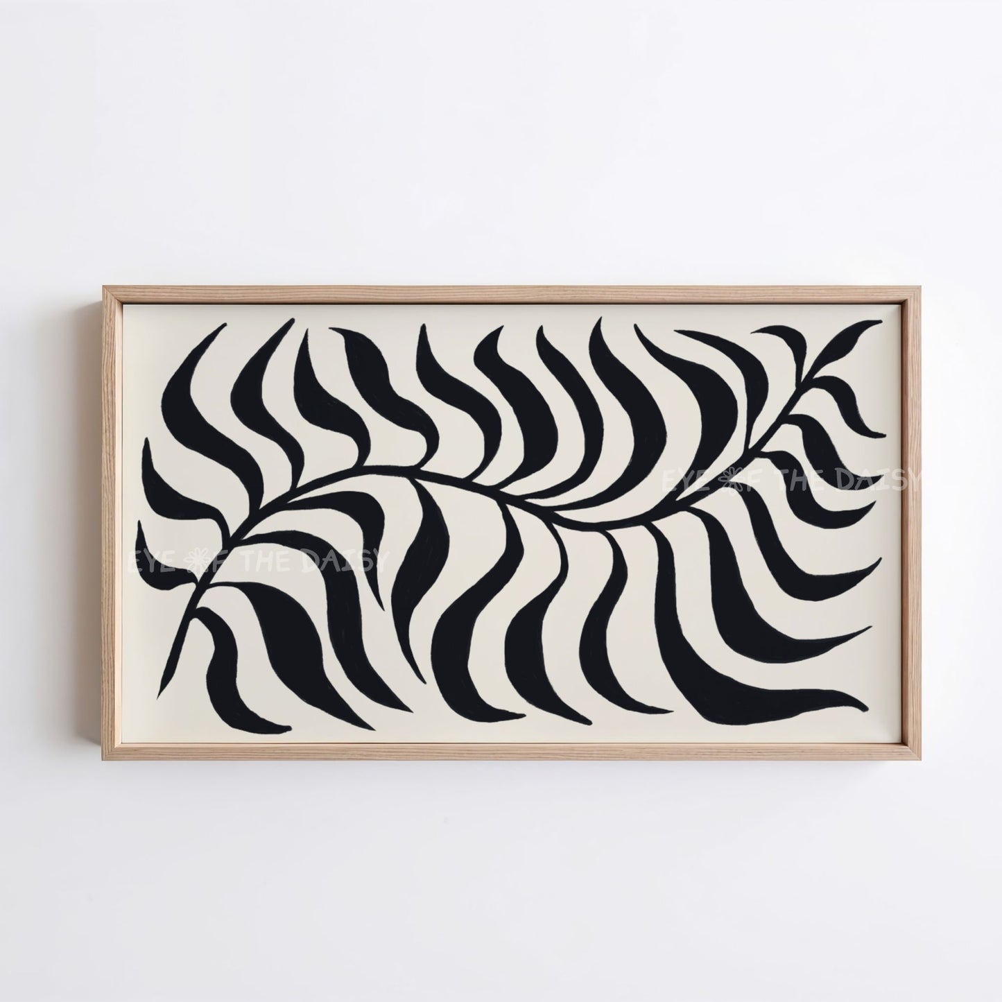 Black Beige Abstract Palm Leaf 4K TV Art | Boho Scandi Botanical TV Artwork 4K