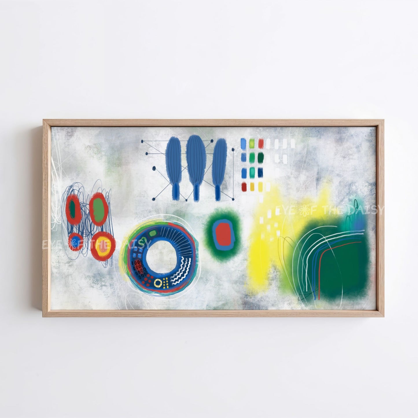 Green Yellow Blue Red Contemporary Abstract 4K TV Art | Quirky Modern TV Art 4K