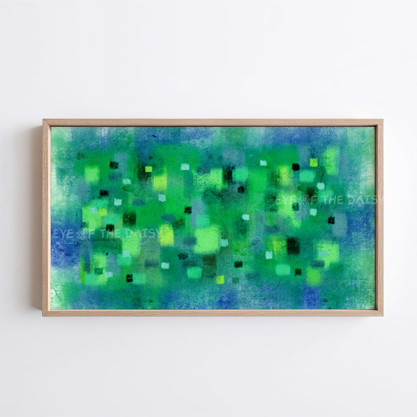 Vibrant Green Blue Abstract Expressionist 4K TV Art | Bright Contemporary Digital Painting