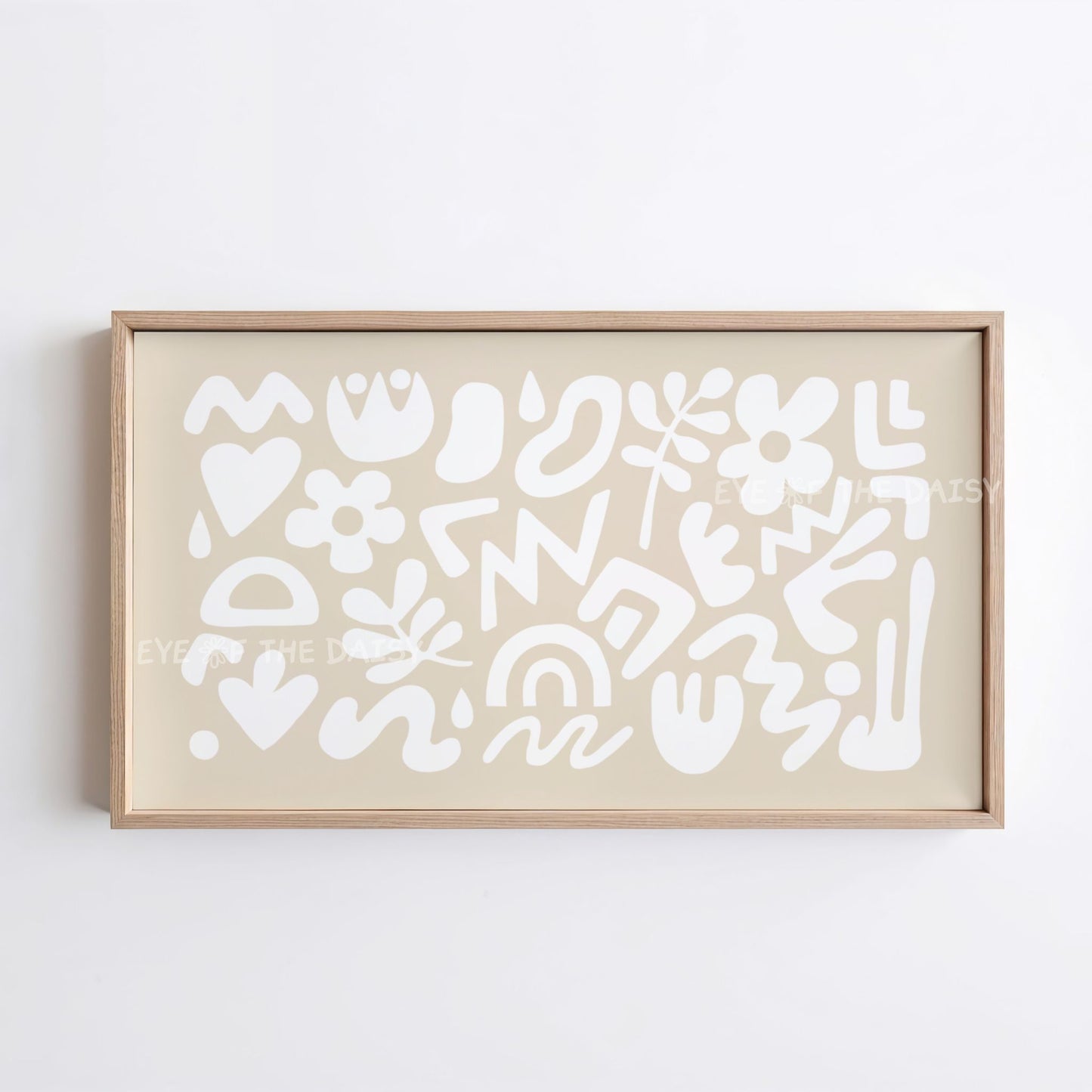 Beige White Boho Abstract Shapes 4K TV Art | Contemporary Neutral TV Art 4K