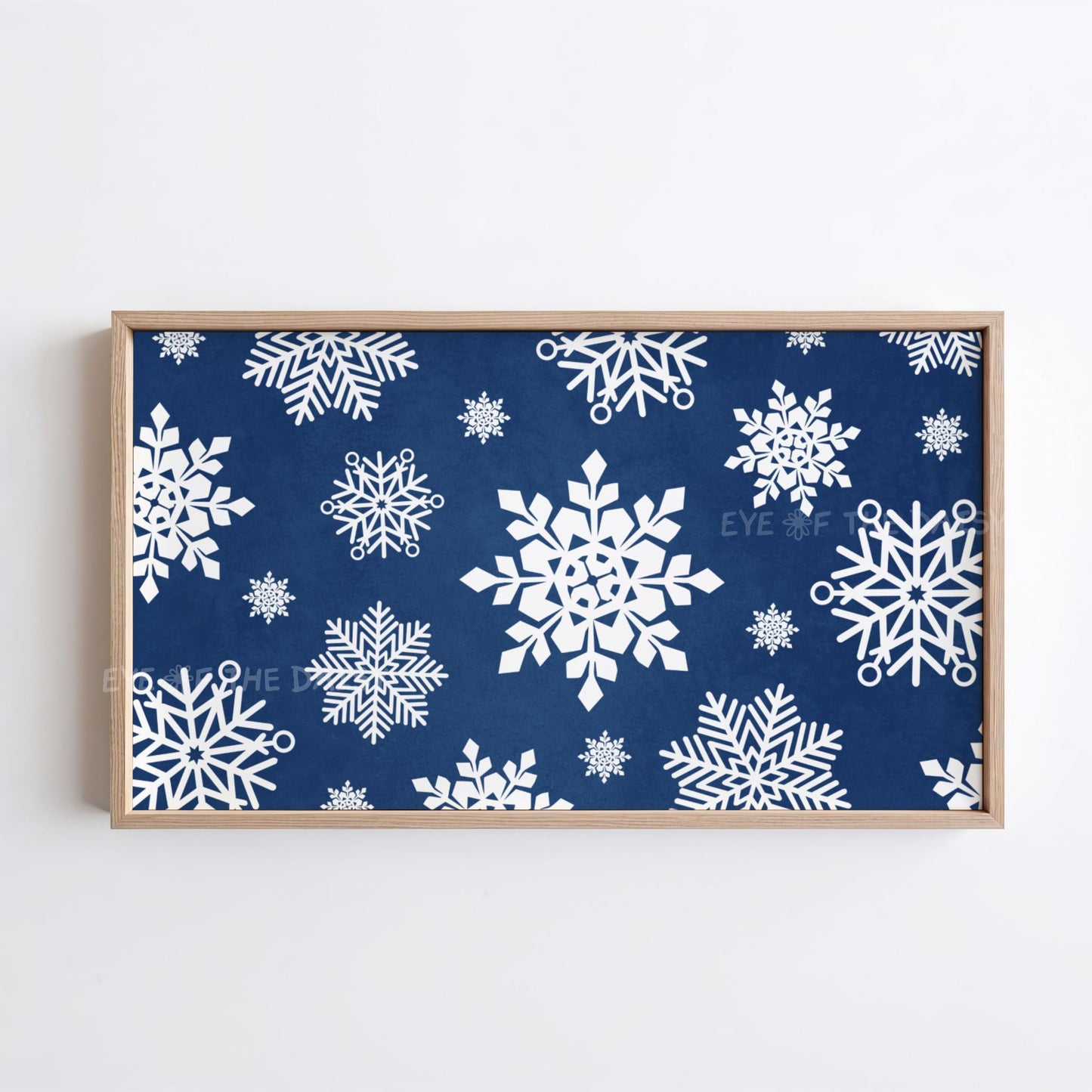 Navy Blue White Snowflakes Christmas 4K TV Art | Minimal Holiday TV Artwork 4K