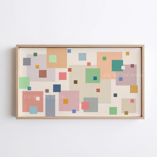 Pastel Colourful Squares Abstract 4K TV Art | Minimal Mid Century Modern Art for TV Screen