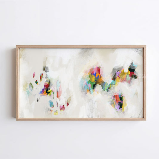 Neutral & Colourful Abstract Expressionist 4K TV Art | Contemporary Digital Painting TV Art