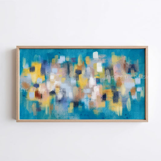 Turquoise & Mustard Modern 4K TV Art  | Abstract Expressionist Screensaver Art 4K