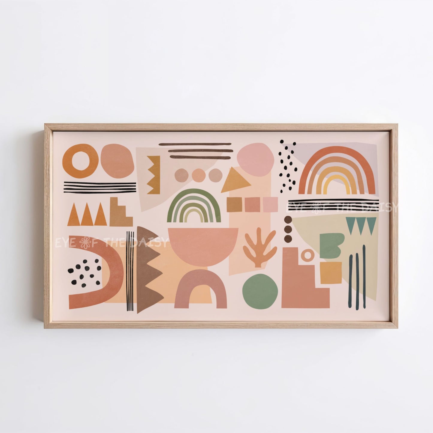 Boho Abstract Shapes 4K TV Art | Beige Terracotta Warm Tone Boho 4K Art for TV Screen