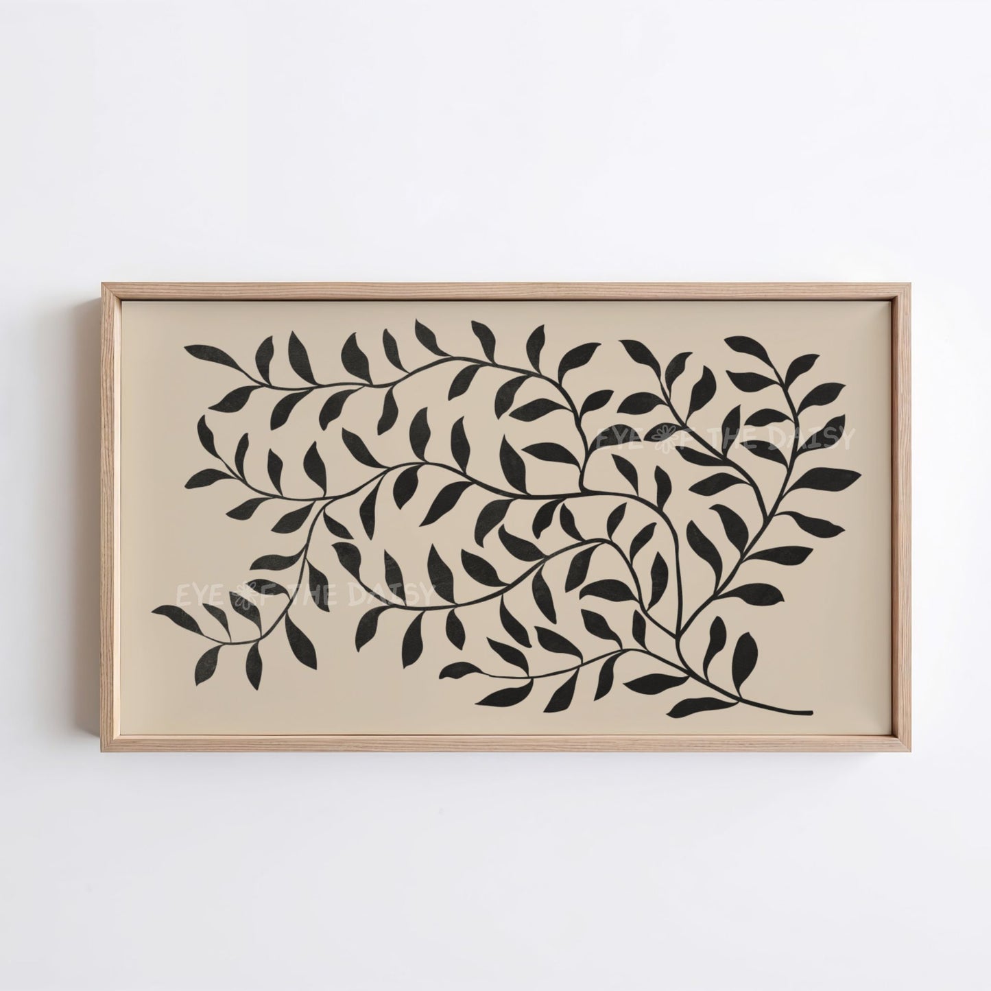 Black Beige Abstract Leaf 4K TV Art | Boho Botanical 4K Art for TV Screen