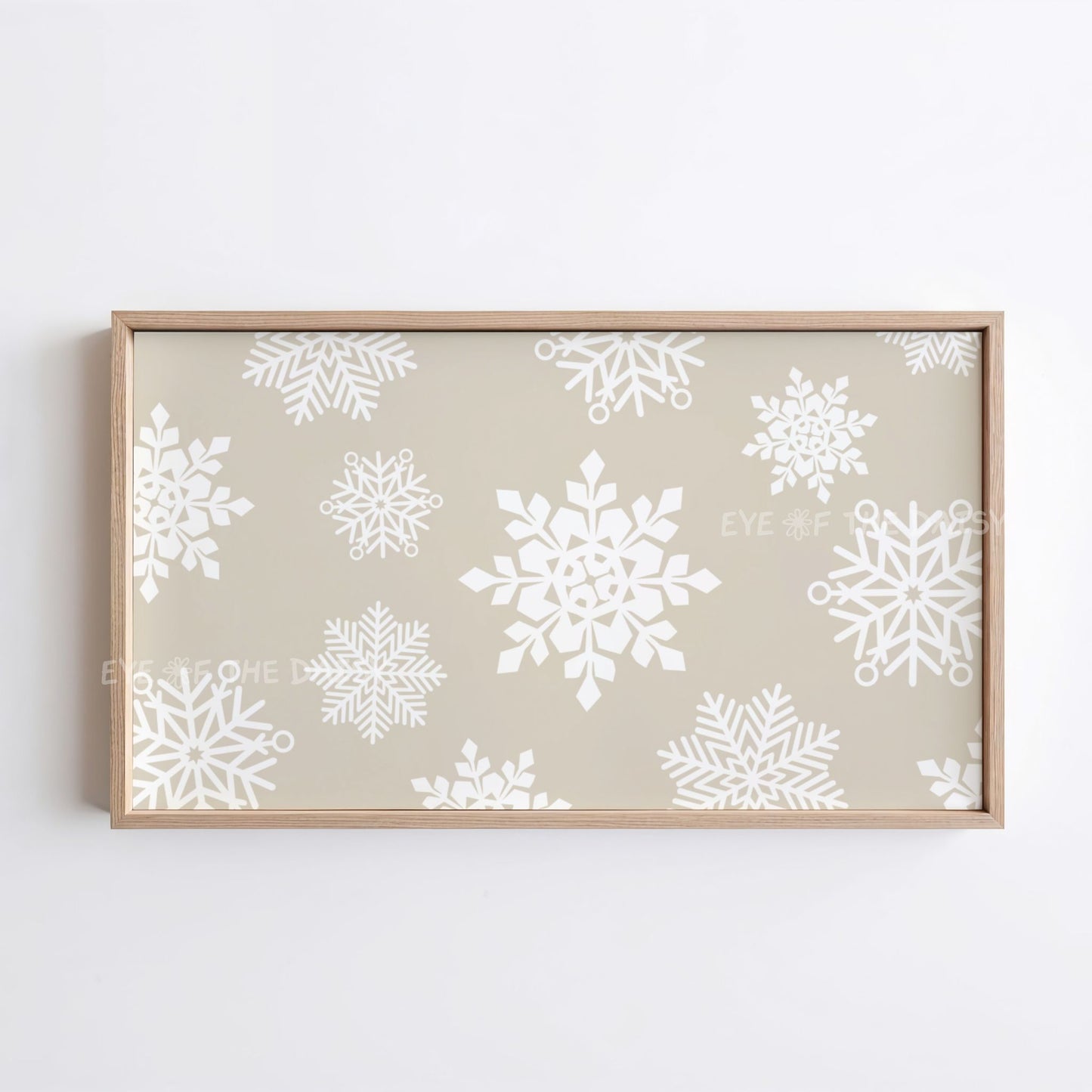 Beige White Neutral Christmas 4K TV Art | Minimal Holiday Snowflakes TV Artwork 4K