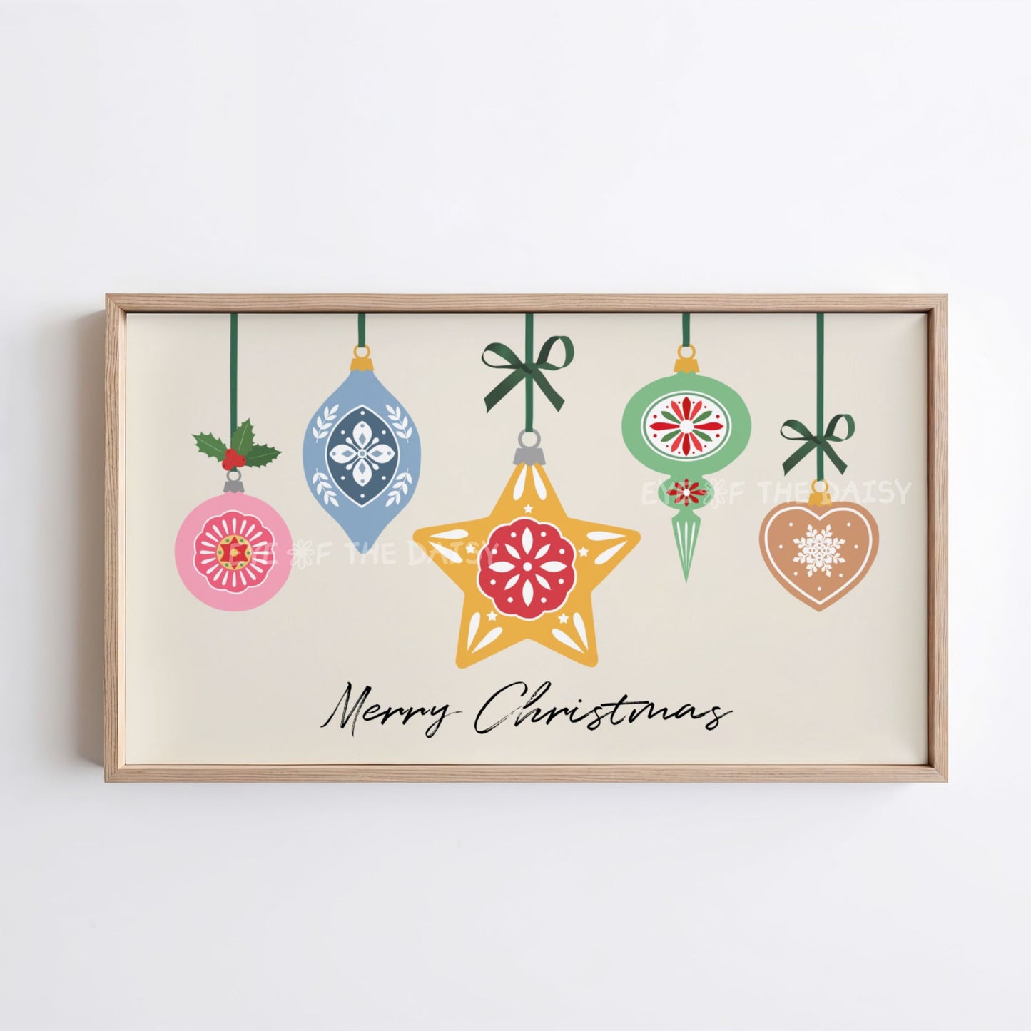 Merry Christmas Ornaments 4K TV Art | Colourful Holiday 4K Art for TV Screen