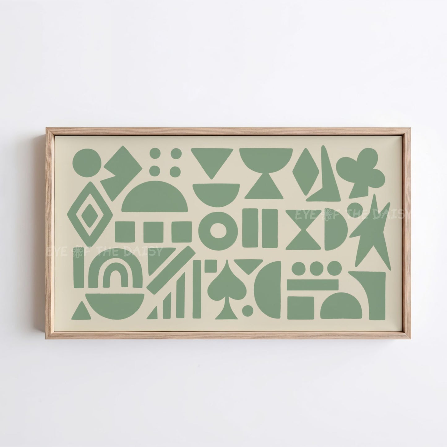 Sage Green Beige Abstract Shapes 4K TV Art | Boho Contemporary Geometric TV Art 4K