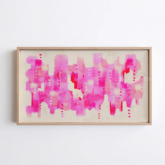 Bright Pink Beige Abstract Expressionist 4K TV Art | Vibrant Contemporary Digital Painting