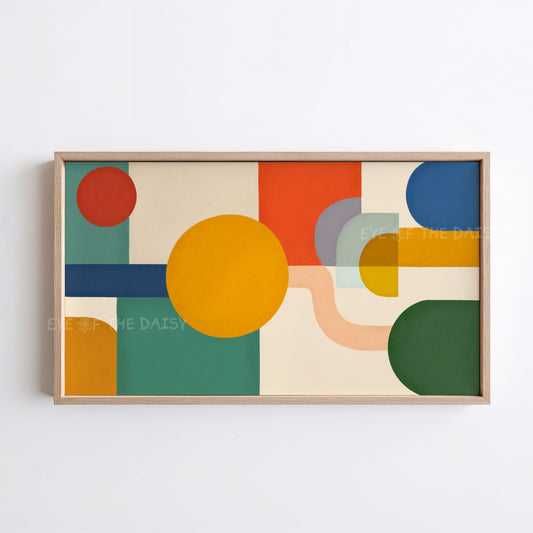 Red Mustard Green Blue Mid Century Modern TV Art 4K | Contemporary Abstract 4K TV Art