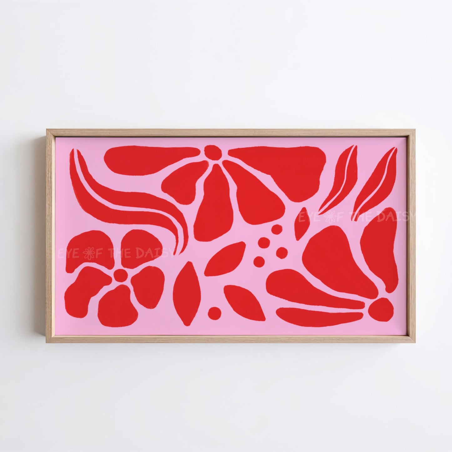 Red Pink Abstract Botanical 4K TV Art | Vibrant Maximalist Floral Art for TV Screen