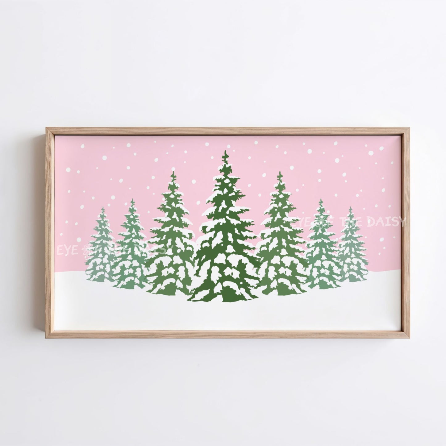 Pink Christmas Trees 4K TV Art | Cute Pink Holiday Snowy Landscape TV Artwork 4K