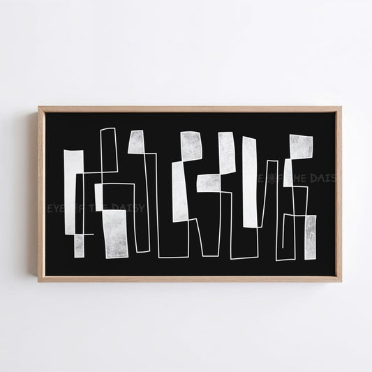 Black & White Contemporary Line Abstract 4K TV Art | Mid Century Modern TV Artwork 4K