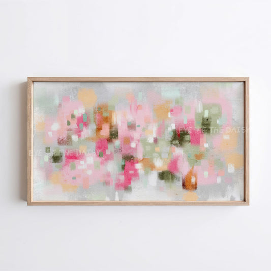 Pink Grey Sage Olive Green Brushstrokes 4K TV Art | Abstract Expressionist TV Art 4K