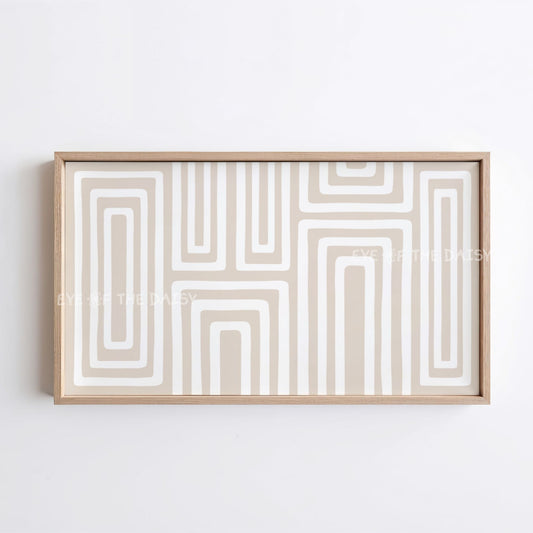 Beige White Minimal Geometric Abstract 4K TV Art | Neutral Contemporary Boho TV Art 4K