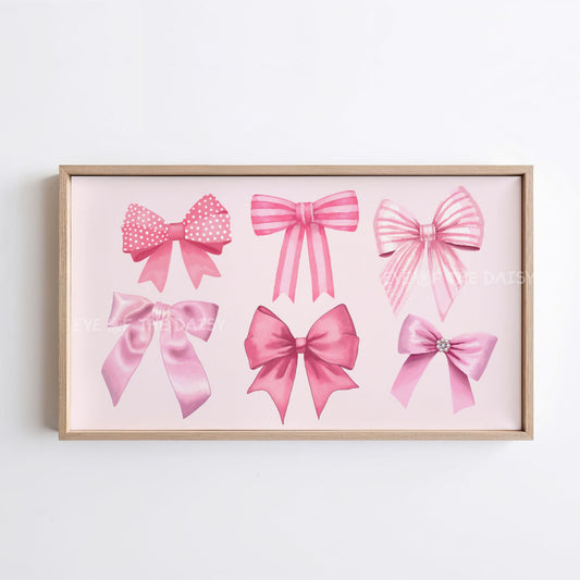 Pink Bows & Ribbons 4K TV Art | Cottagecore Baby Shower Gender Reveal Art for TV Screen