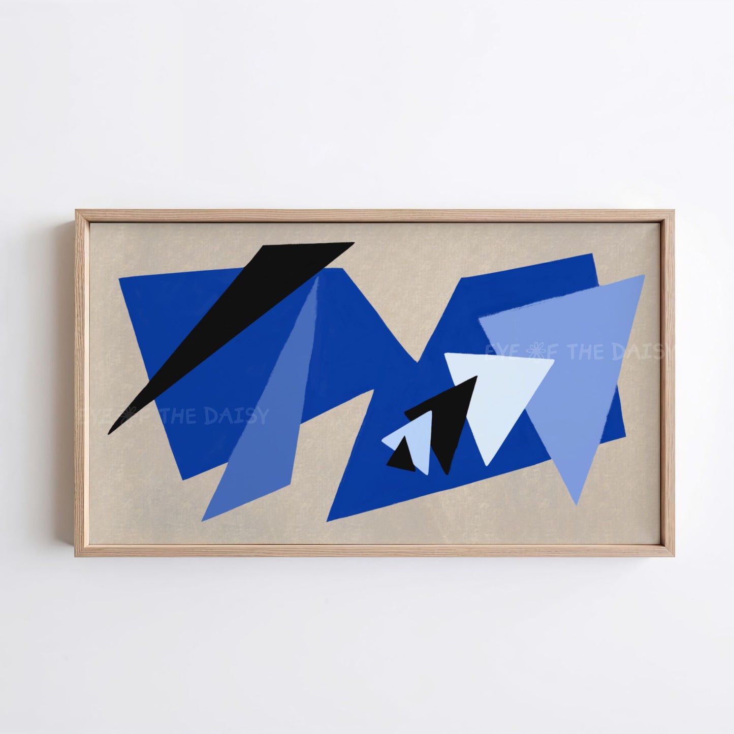 Royal Blue Beige Contemporary Abstract 4K TV Art | Modern Shapes Art for TV Screen