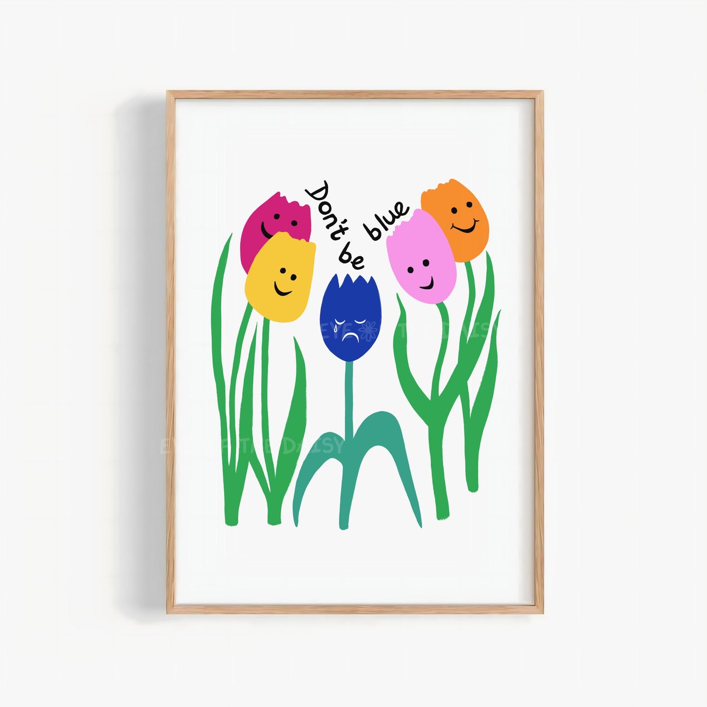 Motivational tulip art print – colorful digital download with funky sketch, printable poster for DIY positivity wall decor