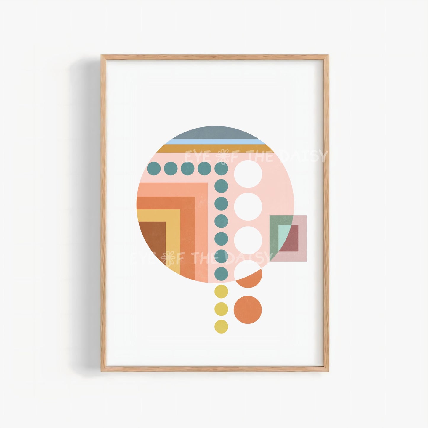 Warm muted geometric Bauhaus print, modern abstract wall art digital download