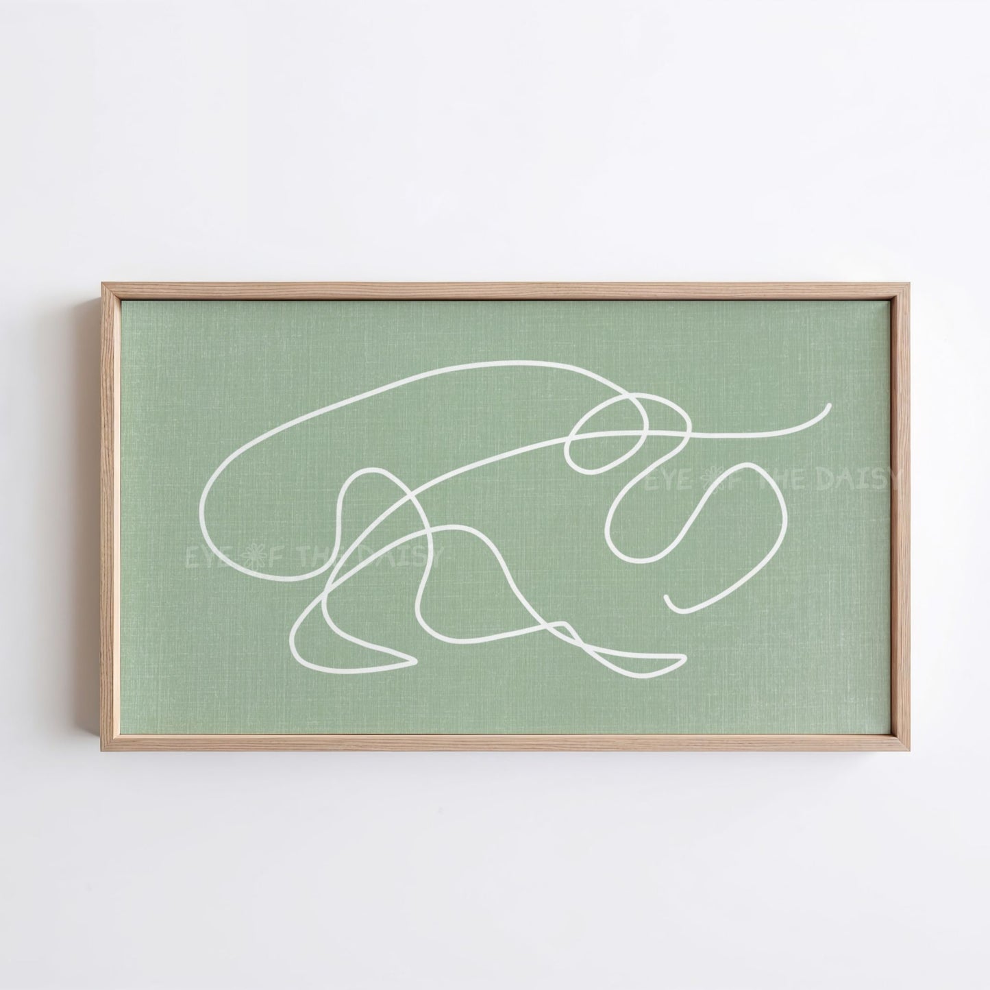 Sage Green White Minimal Scribble 4K TV Art | Boho Abstract Line Art for TV Screen